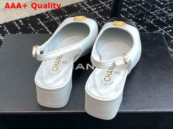 Chanel Slingbacks in White and Black Lambskin G45768 Replica