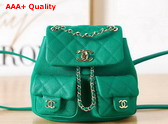 Chanel Small Backpack Green Grained Shiny Calfskin Gold Tone Metal AS3787 Replica