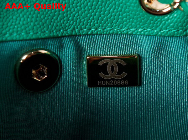 Chanel Small Backpack Green Grained Shiny Calfskin Gold Tone Metal AS3787 Replica