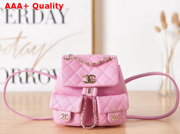 Chanel Small Backpack Lilac Grained Shiny Calfskin Gold Tone Metal AS3787 Replica