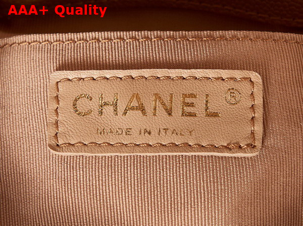 Chanel Small Backpack Tan Grained Shiny Calfskin Gold Tone Metal AS3787 Replica