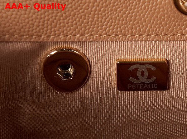 Chanel Small Backpack Tan Grained Shiny Calfskin Gold Tone Metal AS3787 Replica