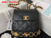 Chanel Small Backpack in Black Calfskin and Gold Tone Metal AS4275 Replica