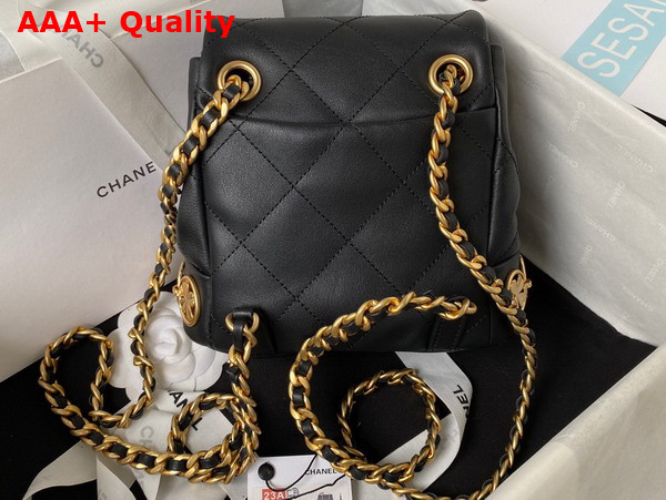 Chanel Small Backpack in Black Calfskin and Gold Tone Metal AS4275 Replica