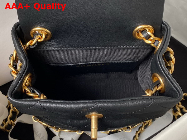 Chanel Small Backpack in Black Calfskin and Gold Tone Metal AS4275 Replica