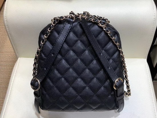 Chanel Small Backpack in Black Grained Calfskin AS0004