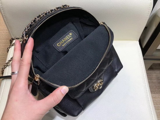 Chanel Small Backpack in Black Grained Calfskin AS0004