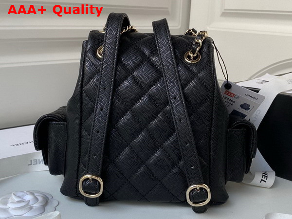 Chanel Small Backpack in Black Grained Shiny Calfskin Gold Tone Metal AS4399 Replica