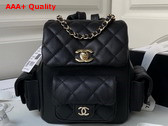 Chanel Small Backpack in Black Grained Shiny Calfskin Gold Tone Metal AS4399 Replica