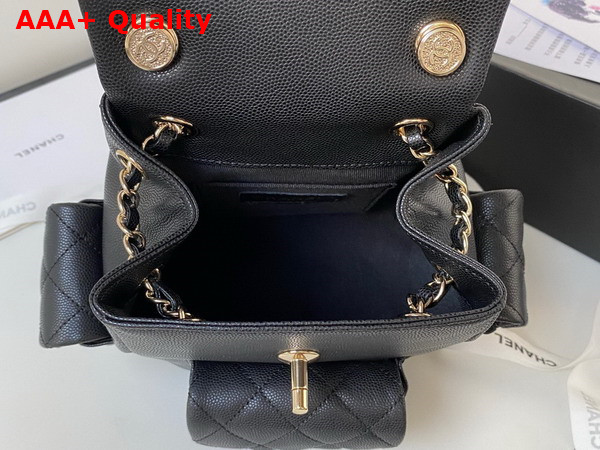 Chanel Small Backpack in Black Grained Shiny Calfskin Gold Tone Metal AS4399 Replica