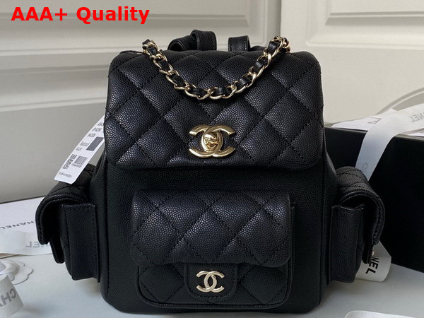 Chanel Small Backpack in Black Grained Shiny Calfskin Gold Tone Metal AS4399 Replica