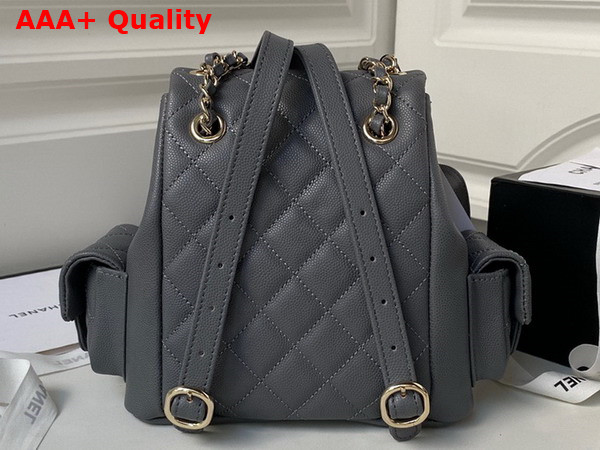 Chanel Small Backpack in Grey Grained Shiny Calfskin Gold Tone Metal AS4399 Replica