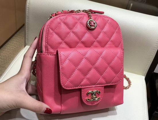 Chanel Small Backpack in Pink Grained Calfskin AS0004