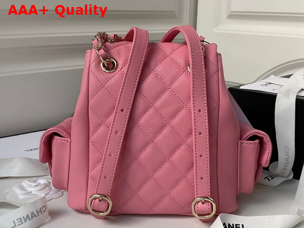 Chanel Small Backpack in Pink Grained Shiny Calfskin Gold Tone Metal AS4399 Replica