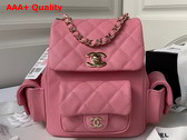 Chanel Small Backpack in Pink Grained Shiny Calfskin Gold Tone Metal AS4399 Replica