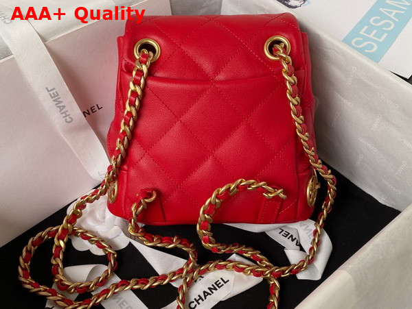 Chanel Small Backpack in Red Calfskin and Gold Tone Metal AS4275 Replica