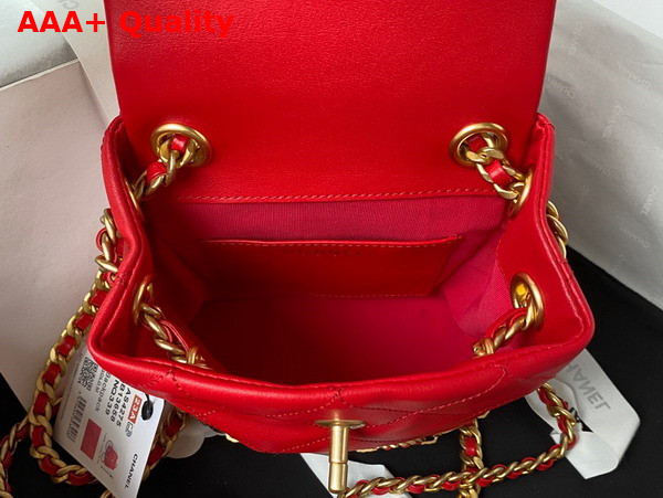 Chanel Small Backpack in Red Calfskin and Gold Tone Metal AS4275 Replica