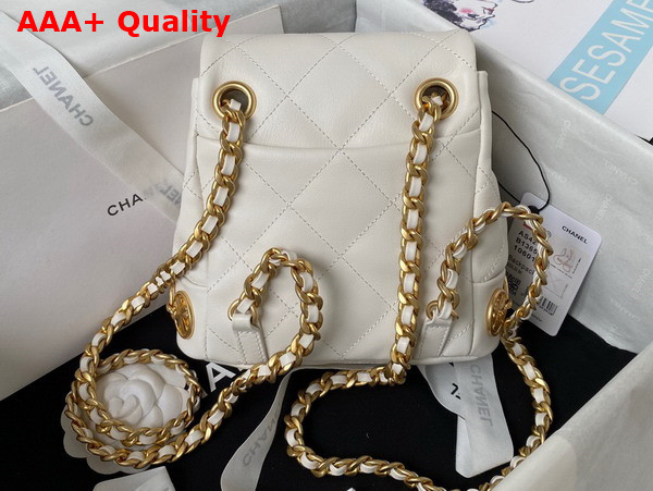 Chanel Small Backpack in White Calfskin and Gold Tone Metal AS4275 Replica