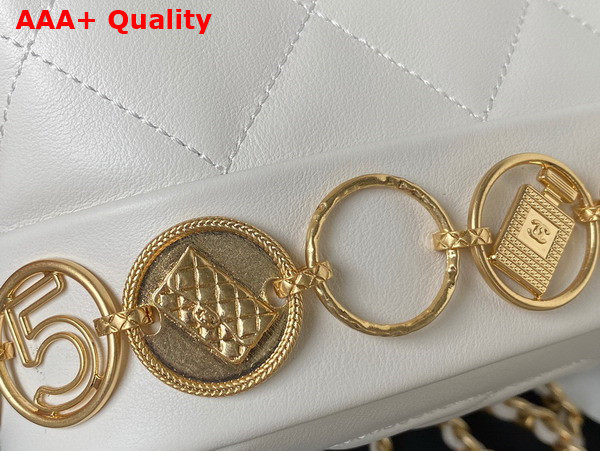 Chanel Small Backpack in White Calfskin and Gold Tone Metal AS4275 Replica