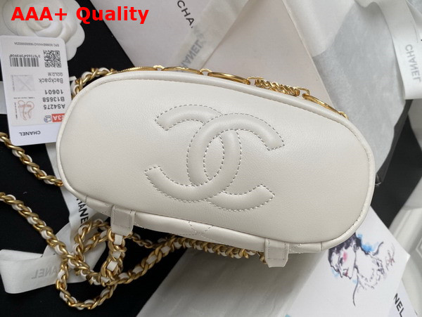 Chanel Small Backpack in White Calfskin and Gold Tone Metal AS4275 Replica