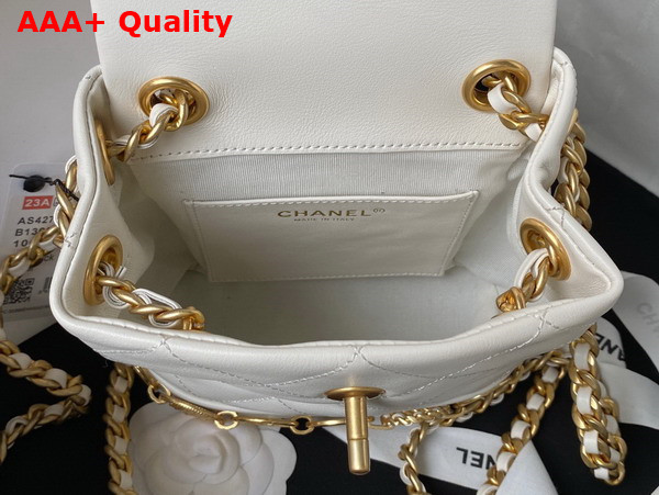 Chanel Small Backpack in White Calfskin and Gold Tone Metal AS4275 Replica