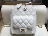 Chanel Small Backpack in White Grained Calfskin AS0004