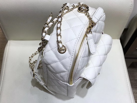 Chanel Small Backpack in White Grained Calfskin AS0004