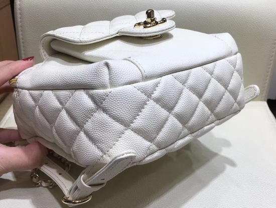 Chanel Small Backpack in White Grained Calfskin AS0004