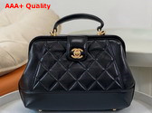 Chanel Small Bag with Top Handle Black Shiny Lambskin Gold Tone Metal AS4959 Replica