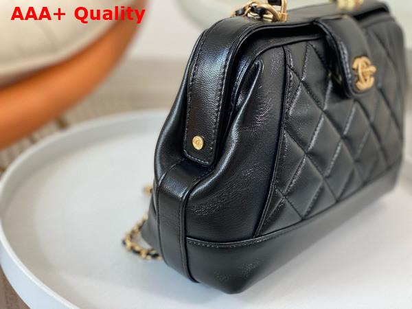 Chanel Small Bag with Top Handle Black Shiny Lambskin Gold Tone Metal AS4959 Replica