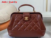 Chanel Small Bag with Top Handle Brown Shiny Lambskin Gold Tone Metal AS4959 Replica