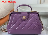 Chanel Small Bag with Top Handle Purple Shiny Lambskin Gold Tone Metal AS4959 Replica