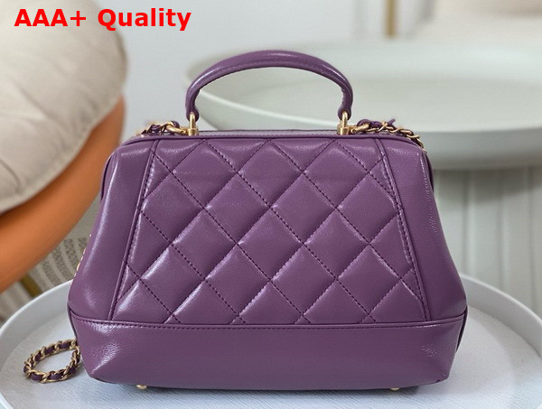 Chanel Small Bag with Top Handle Purple Shiny Lambskin Gold Tone Metal AS4959 Replica