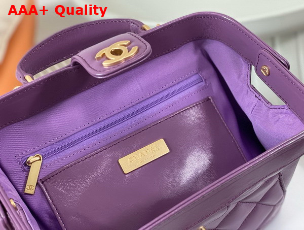 Chanel Small Bag with Top Handle Purple Shiny Lambskin Gold Tone Metal AS4959 Replica