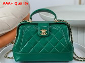 Chanel Small Bag with Top Handle Shiny Lambskin Gold Tone Metal Green AS4959 Replica