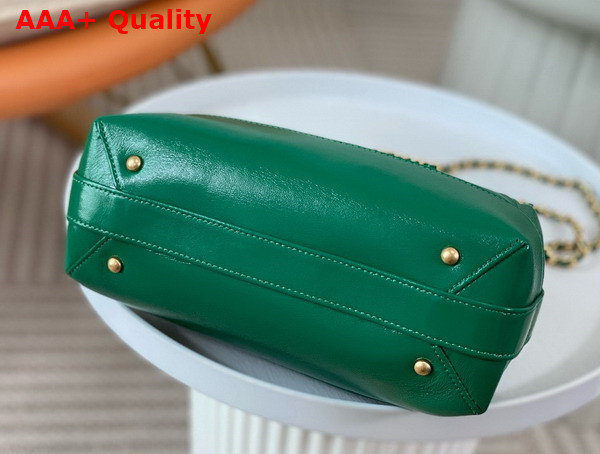 Chanel Small Bag with Top Handle Shiny Lambskin Gold Tone Metal Green AS4959 Replica