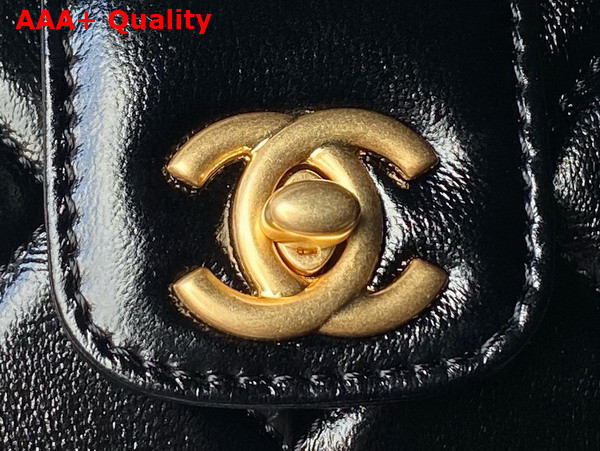 Chanel Small Bag with Top Handle in Black Shiny Lambskin with Gold Tone Metal AS4959 Replica