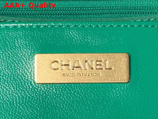 Chanel Small Bag with Top Handle in Green Shiny Lambskin Gold Tone Metal AS4959 Replica