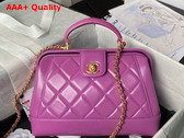 Chanel Small Bag with Top Handle in Purple Shiny Lambskin Gold Tone Metal AS4959 Replica