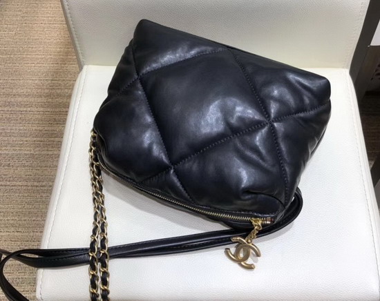 Chanel Small Bowling Bag in Black Lambskin and Gold Tone Metal AS0781