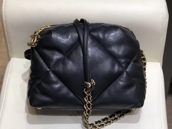 Chanel Small Bowling Bag in Black Lambskin and Gold Tone Metal AS0781