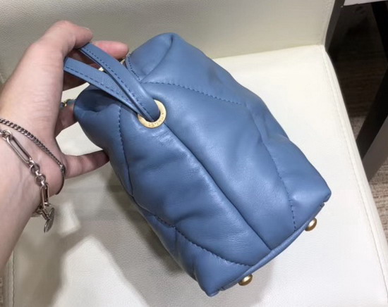 Chanel Small Bowling Bag in Blue Lambskin and Gold Tone Metal AS0781