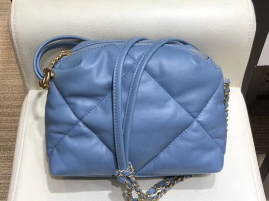 Chanel Small Bowling Bag in Blue Lambskin and Gold Tone Metal AS0781