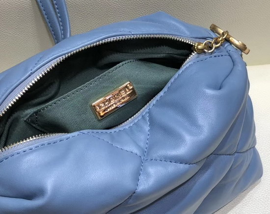 Chanel Small Bowling Bag in Blue Lambskin and Gold Tone Metal AS0781