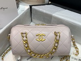 Chanel Small Bowling Bag in Nude Shiny Lambskin and Gold Tone Metal AS1899 Replica