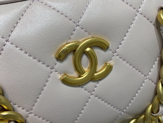 Chanel Small Bowling Bag in Nude Shiny Lambskin and Gold Tone Metal AS1899 Replica