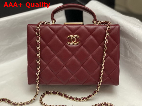 Chanel Small Box Bag Lambskin Gold Tone Metal Burgundy AS5167 Replica