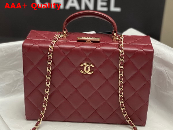 Chanel Small Box Bag Lambskin Gold Tone Metal Burgundy AS5167 Replica