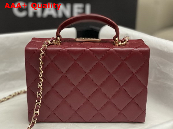 Chanel Small Box Bag Lambskin Gold Tone Metal Burgundy AS5167 Replica