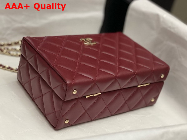 Chanel Small Box Bag Lambskin Gold Tone Metal Burgundy AS5167 Replica